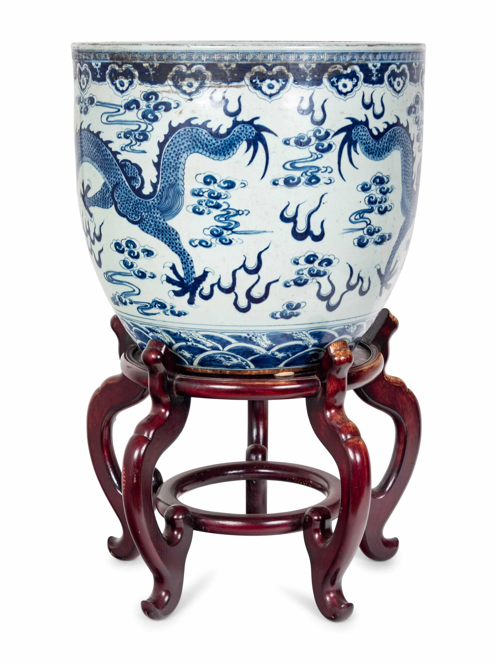 A Chinese Blue and White Porcelain Jardiniere (1 of 2)