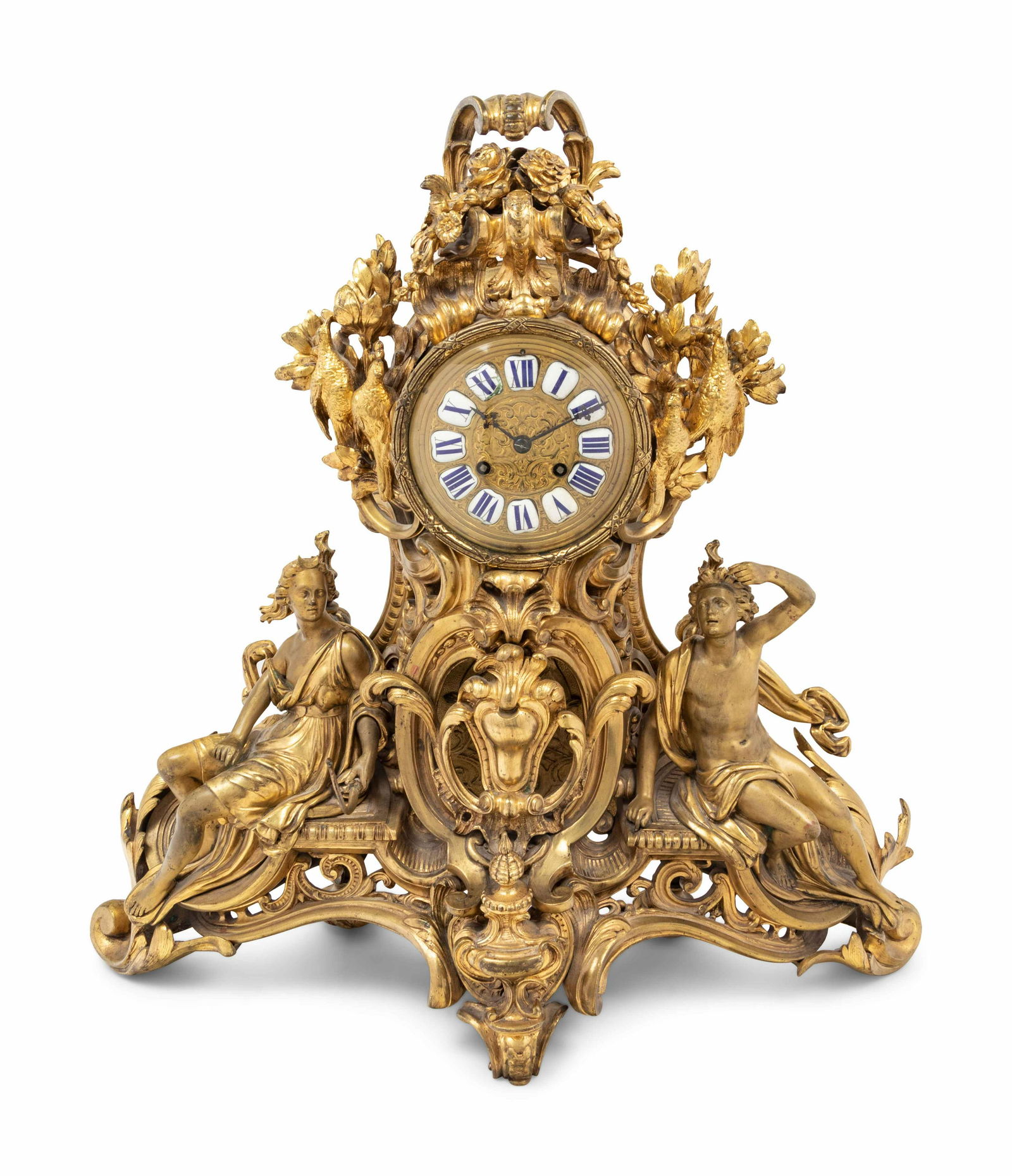 A Louis XV Style Gilt Bronze Figural Mantel Clock (1 of 6)