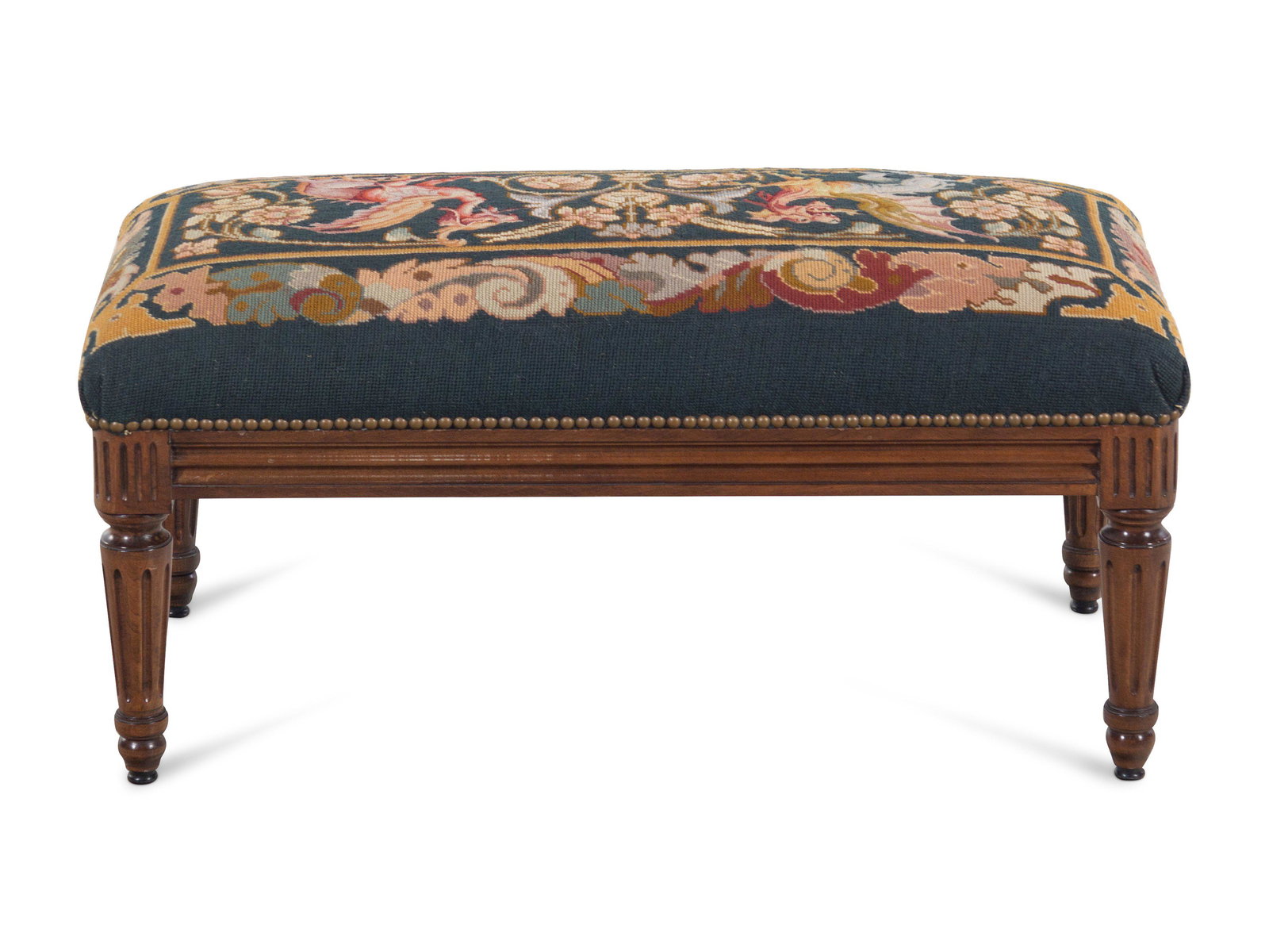 A Louis XVI Style Walnut Bench with a Needlepoint Seat (1 of 3)