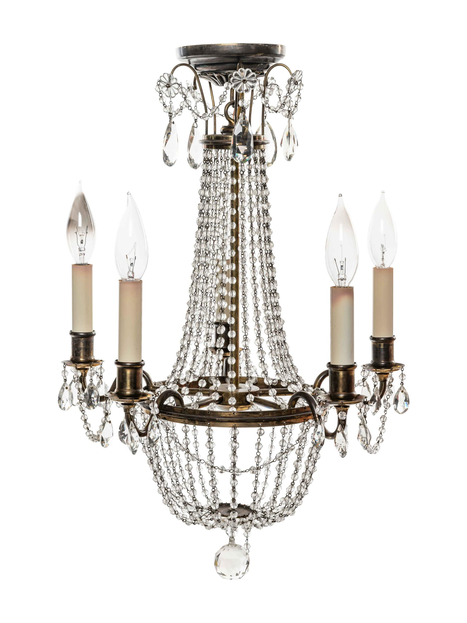 An Empire Style Brass and Cut Glass Five-Light (1 of 4)