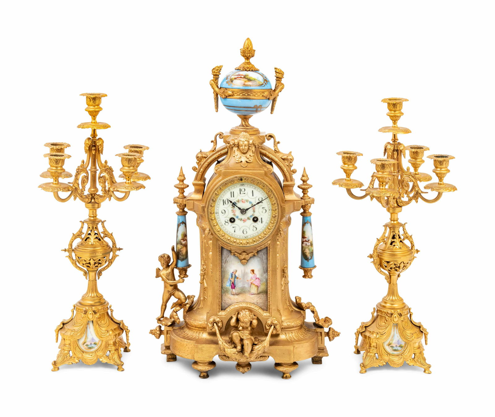 A French Gilt Bronze and Sevres Style Porcelain Mounted (1 of 3)