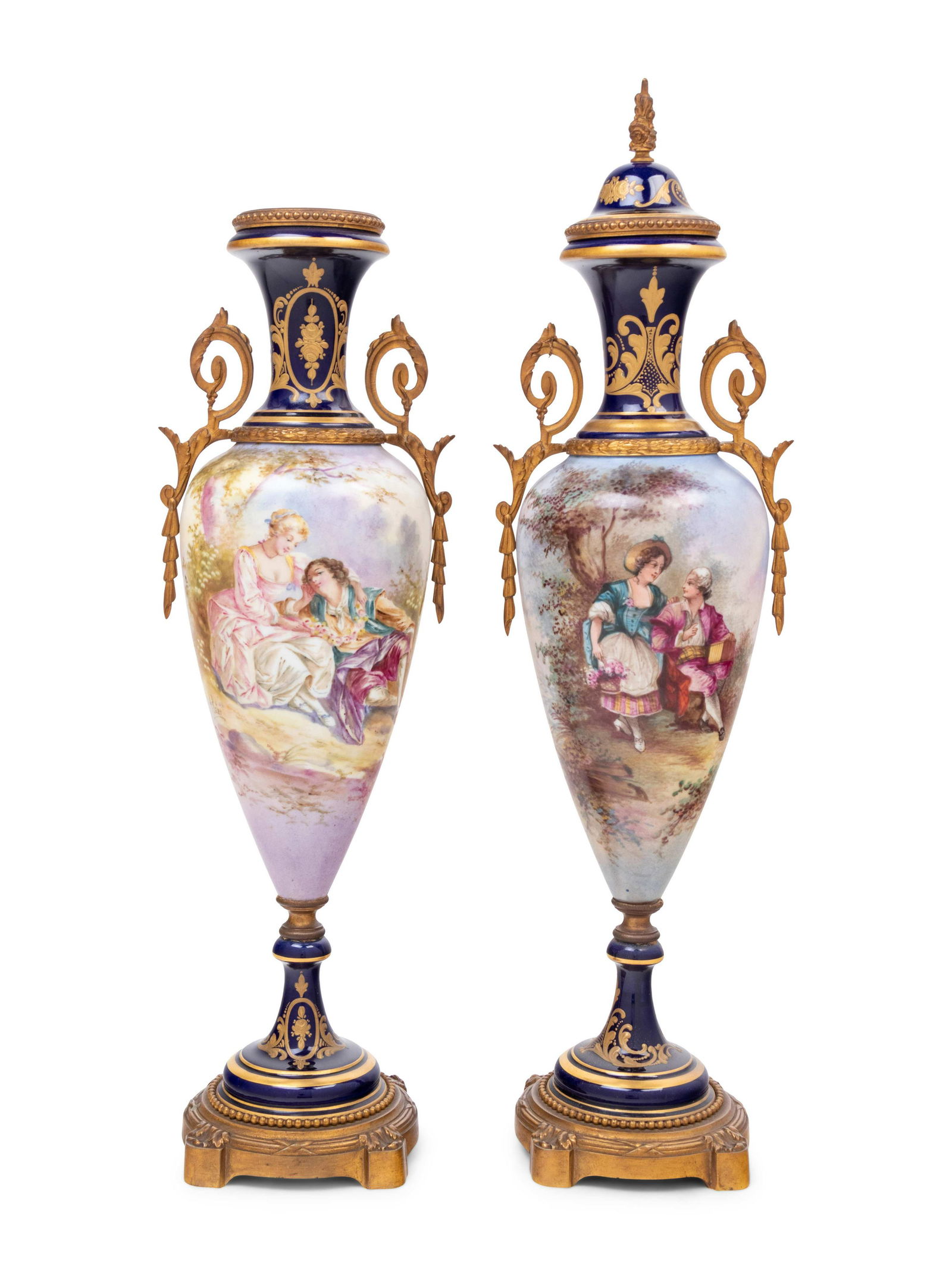A Pair of Sevres Style Gilt Metal Mounted Porcelain (1 of 4)