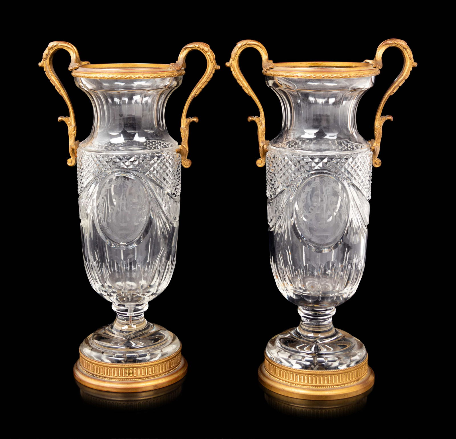 A Pair of Gilt Bronze Mounted Cut Glass Vases (1 of 2)