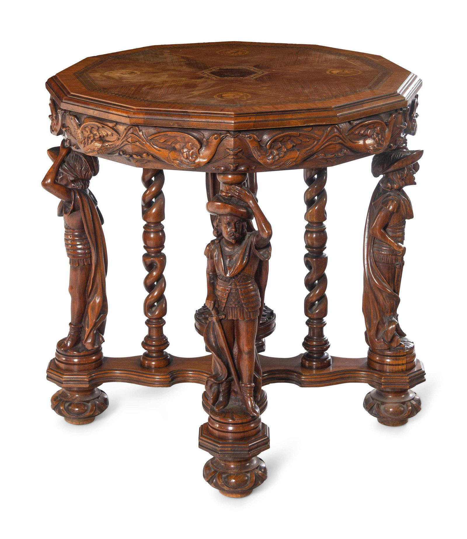 An Italian Carved Walnut and Marquetry Table (1 of 6)