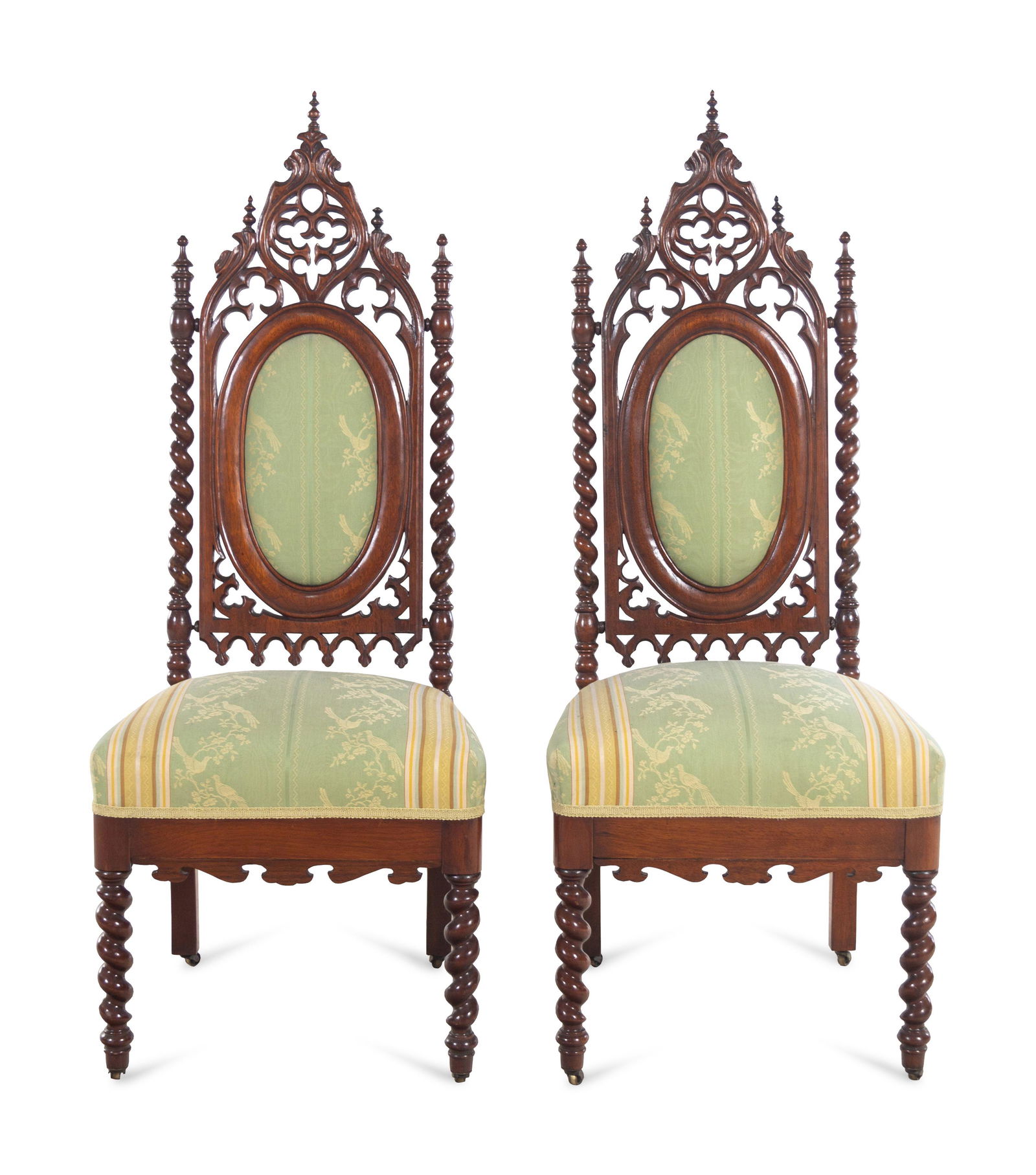 A Pair of Gothic Revival Carved Walnut Side Chairs (1 of 3)