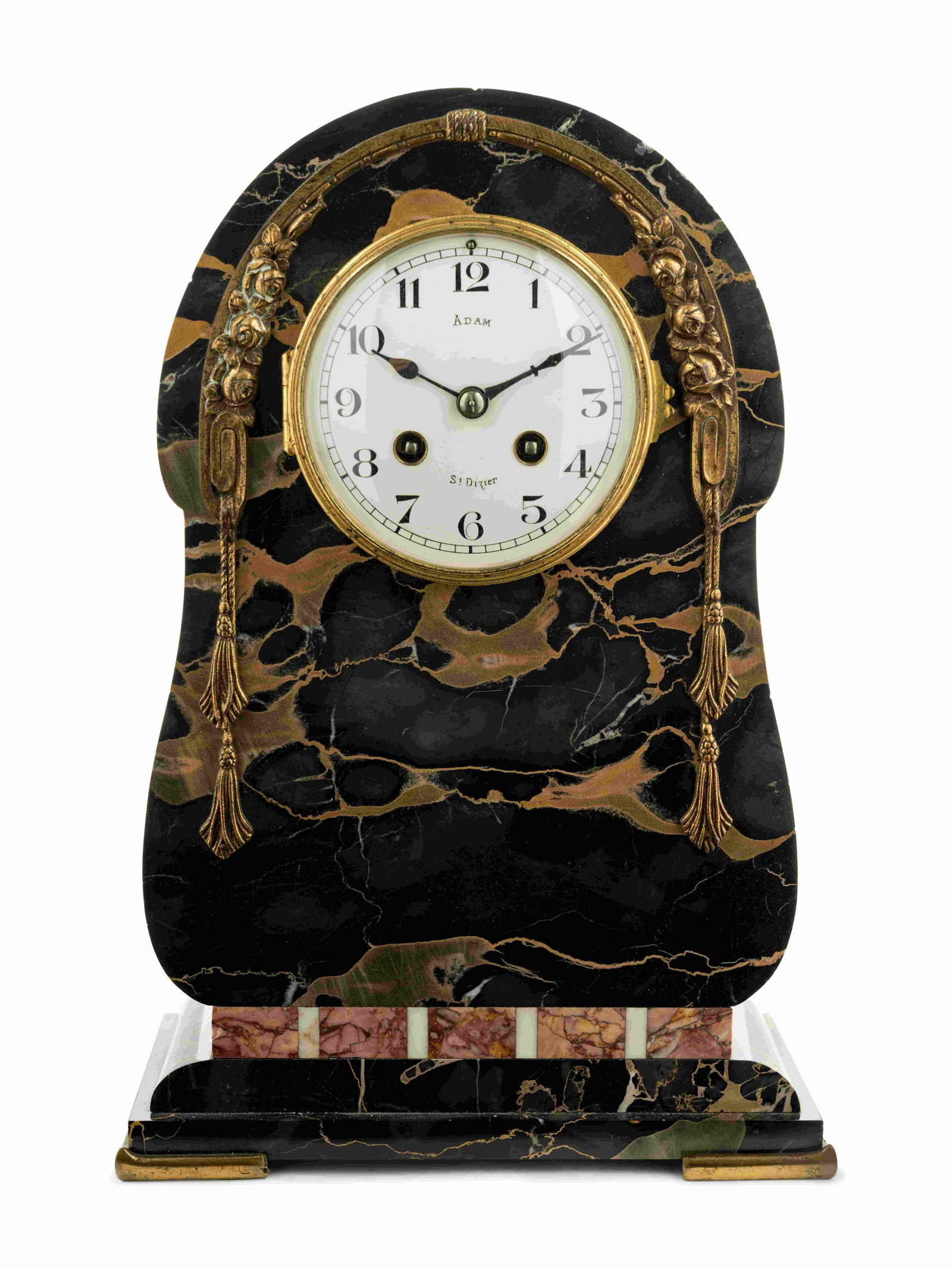 A Continental Gilt Bronze Mounted Marble Mantel Clock (1 of 4)