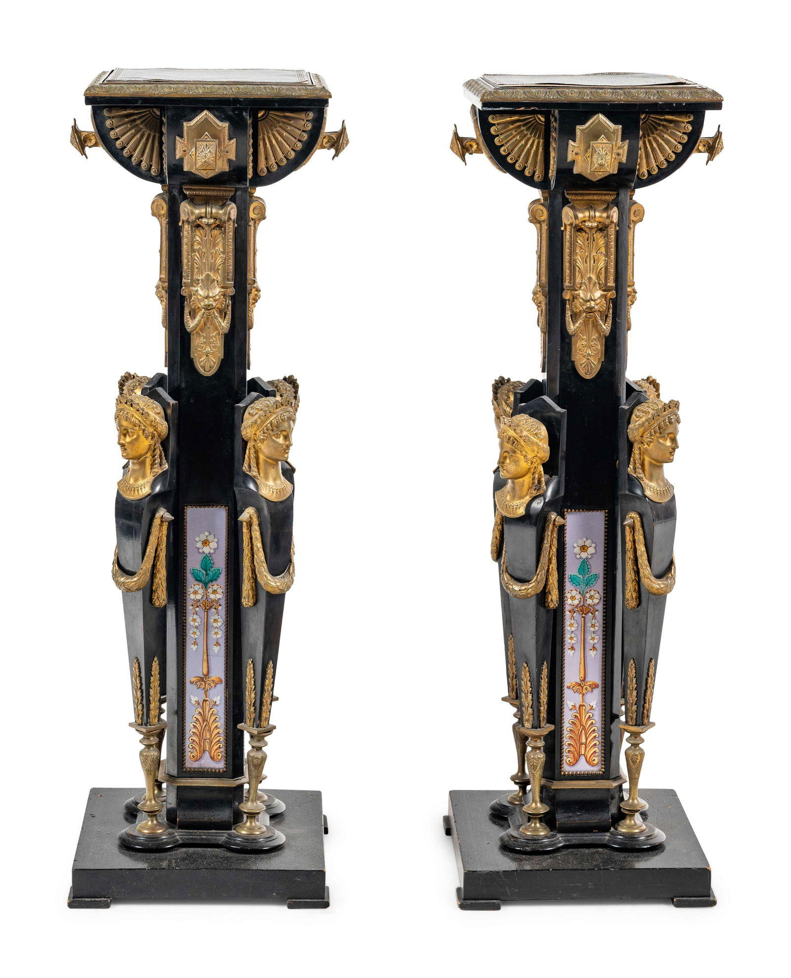 A Pair of Egyptian Revival Gilt Bronze and Porcelain (1 of 4)
