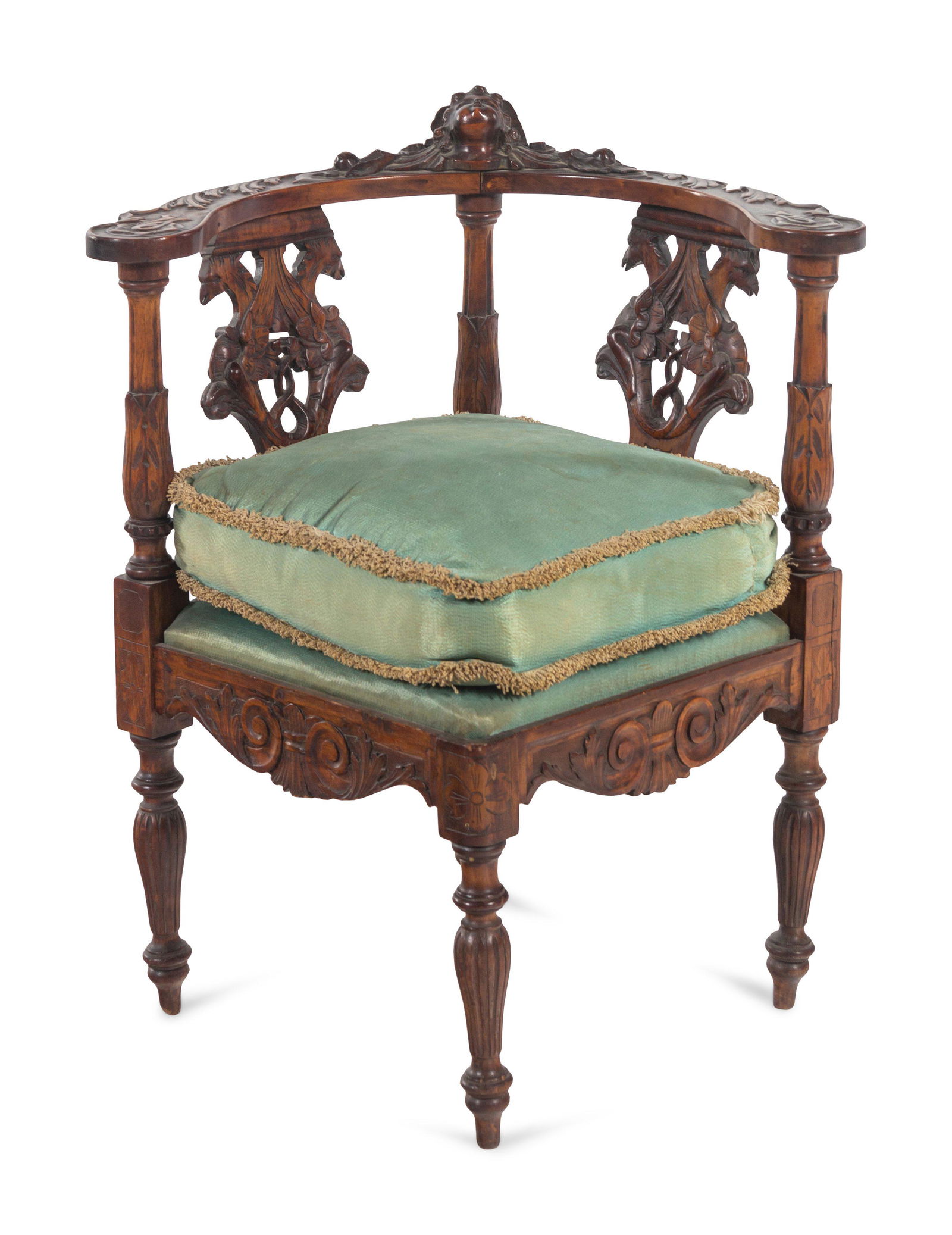 An English Carved Walnut Corner Chair (1 of 6)