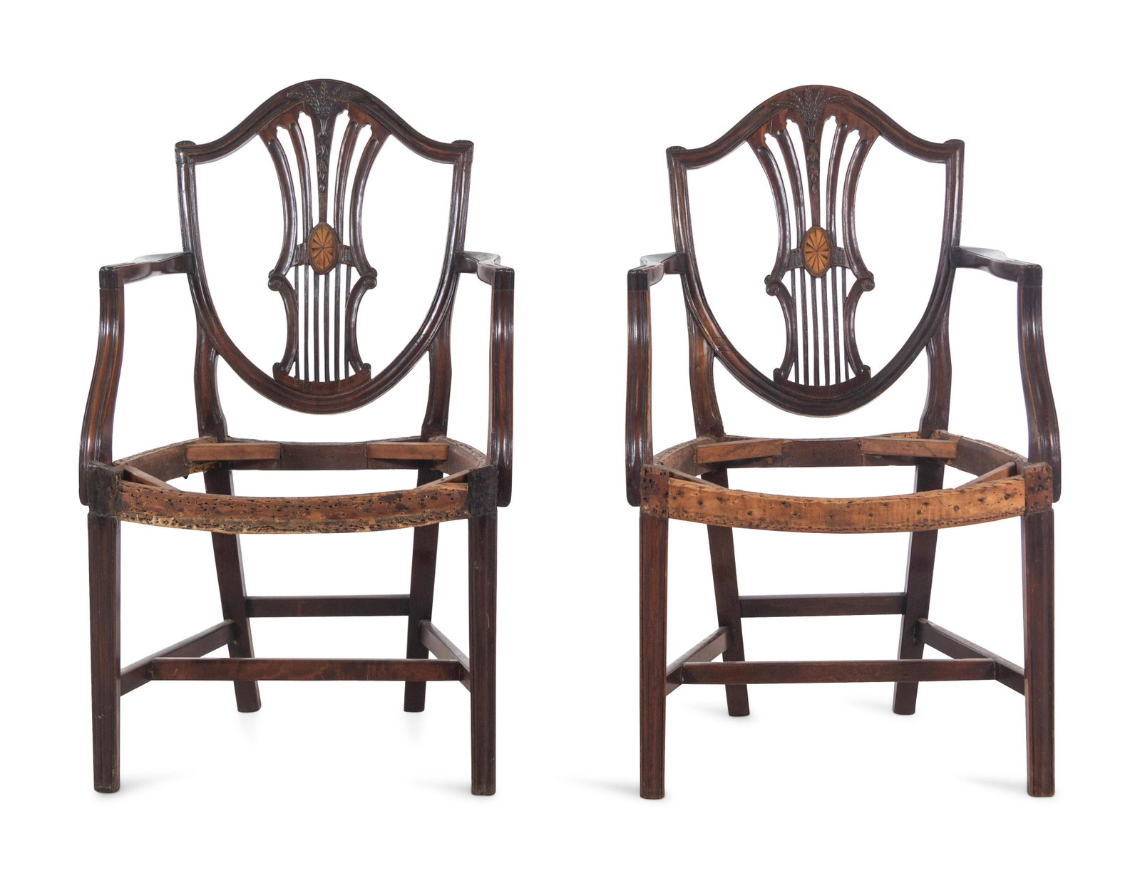 A Pair of George III Mahogany Armchairs : A Pair of George III Mahogany Armchairs 18th Century Height 36 x width 22 x depth 19 inches.