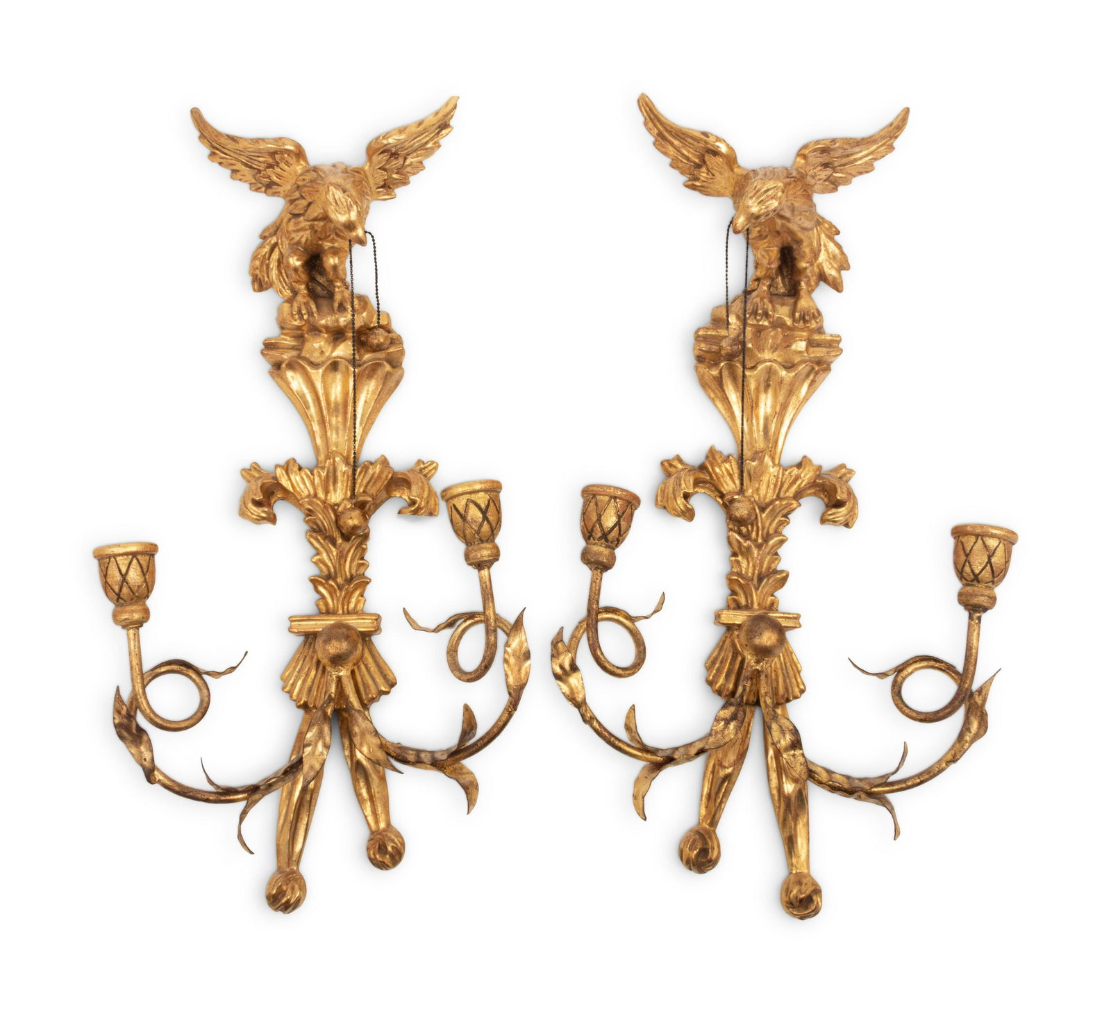 A Pair of Regency Style Giltwood Two-Light Sconces (1 of 6)