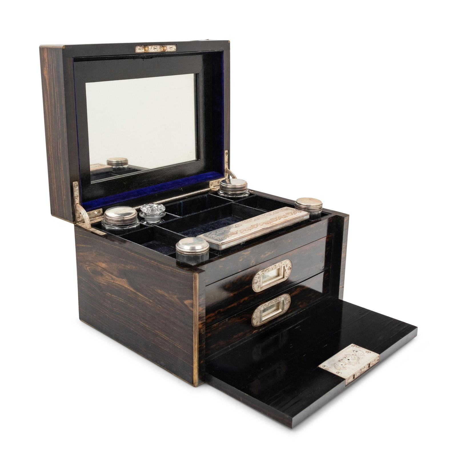 A Victorian Brass Mounted Coromandel Dressing Table Box (1 of 3)