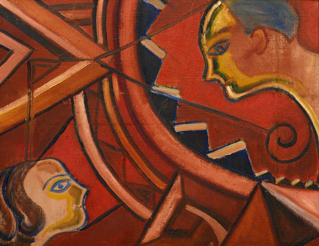 Henry Heerup (American, 1907-1993) Untitled (Two Heads): Henry Heerup (American, 1907-1993) Untitled (Two Heads) oil on canvas signed Henry Heerup (verso) 17 1/2 x 22 1/2 inches.