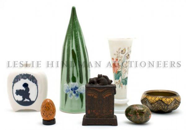 A Collection of Decorative Articles, Height of tallest : A Collection of Decorative Articles, comprising two stone obelisks, two brass trays and three Royal Copenhagen pieces; approximately 18 items total. Height of tallest 12 1/2 inches. Property from the