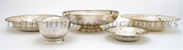 A Collection of Five Sterling Silver Bowls,