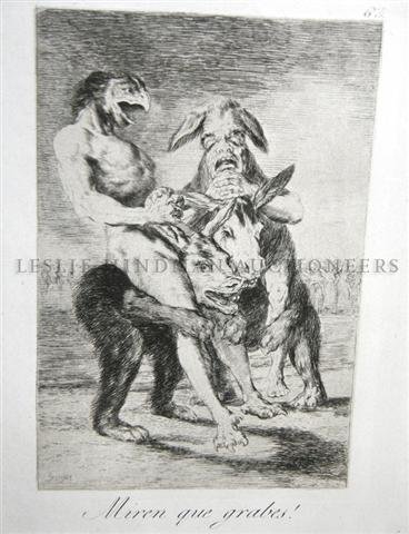 Francisco de Goya, (Spanish, 1746-1828), Miren que grab: Francisco de Goya (Spanish, 1746-1828) Miren que grabes etching and aquatint 8 1/2 x 6 1/2 inches. Patricia J. Gottschalk Trust, Northfield, Illinois