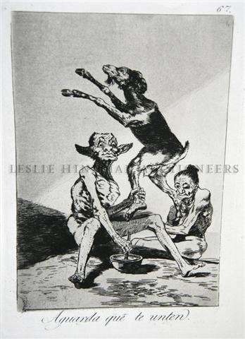 Francisco de Goya, (Spanish, 1746-1828), Aguarda que te: Francisco de Goya (Spanish, 1746-1828) Aguarda que te unten etching and aquatint 8 1/2 x 5 7/8 inches. Patricia J. Gottschalk Trust, Northfield, Illinois