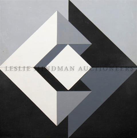 Rinaldo Paluzzi, (American, 1927), Abstract Composition: Rinaldo Paluzzi (American, 1927) Abstract Composition aluminum and wood construction signed and dated 1974 (verso) 10 x 10 inches.