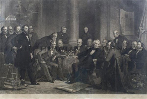 After John Sartain, (British, 1808-1897), The Inventors: After John Sartain (British, 1808-1897) The Inventors lithograph 24 x 36 inches.
