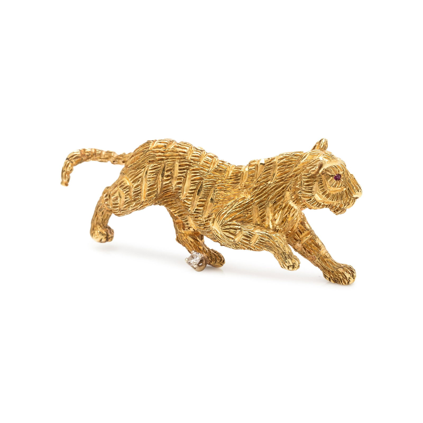 YELLOW GOLD AND DIAMOND TIGER BROOCH (1 of 2)