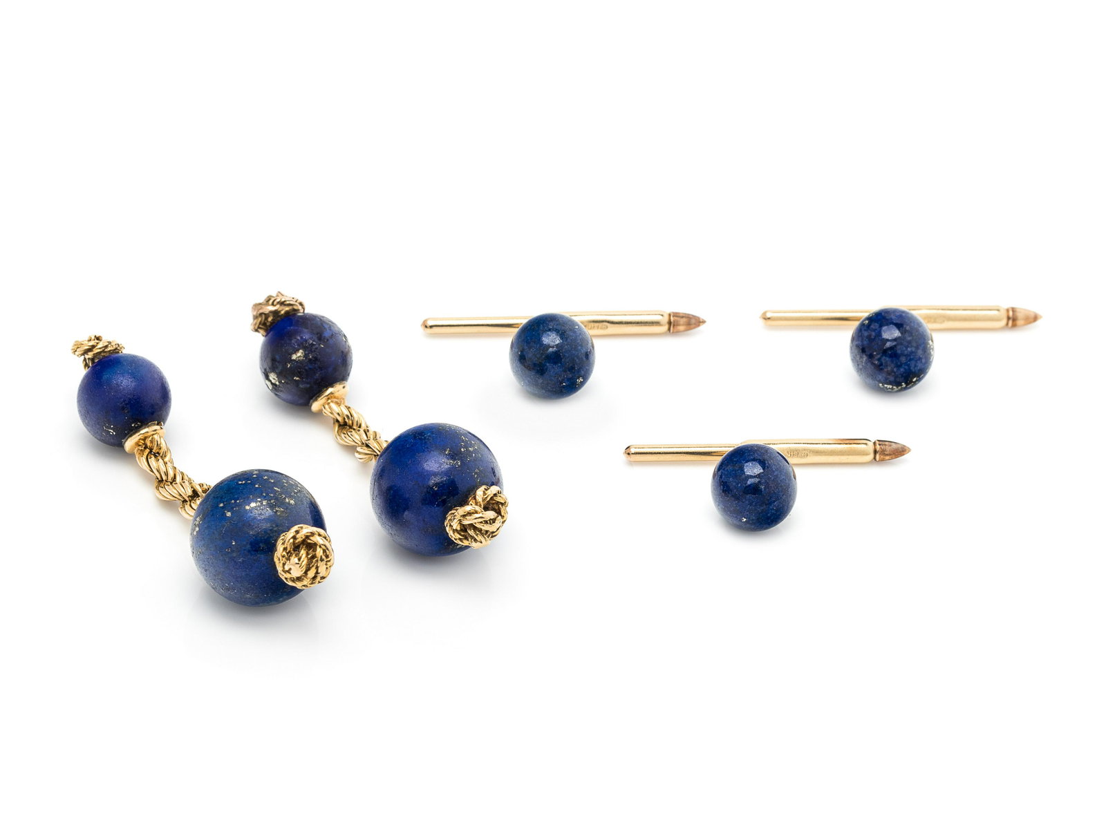 TIFFANY & CO., YELLOW GOLD AND LAPIS LAZULI CUFFLINKS (1 of 2)