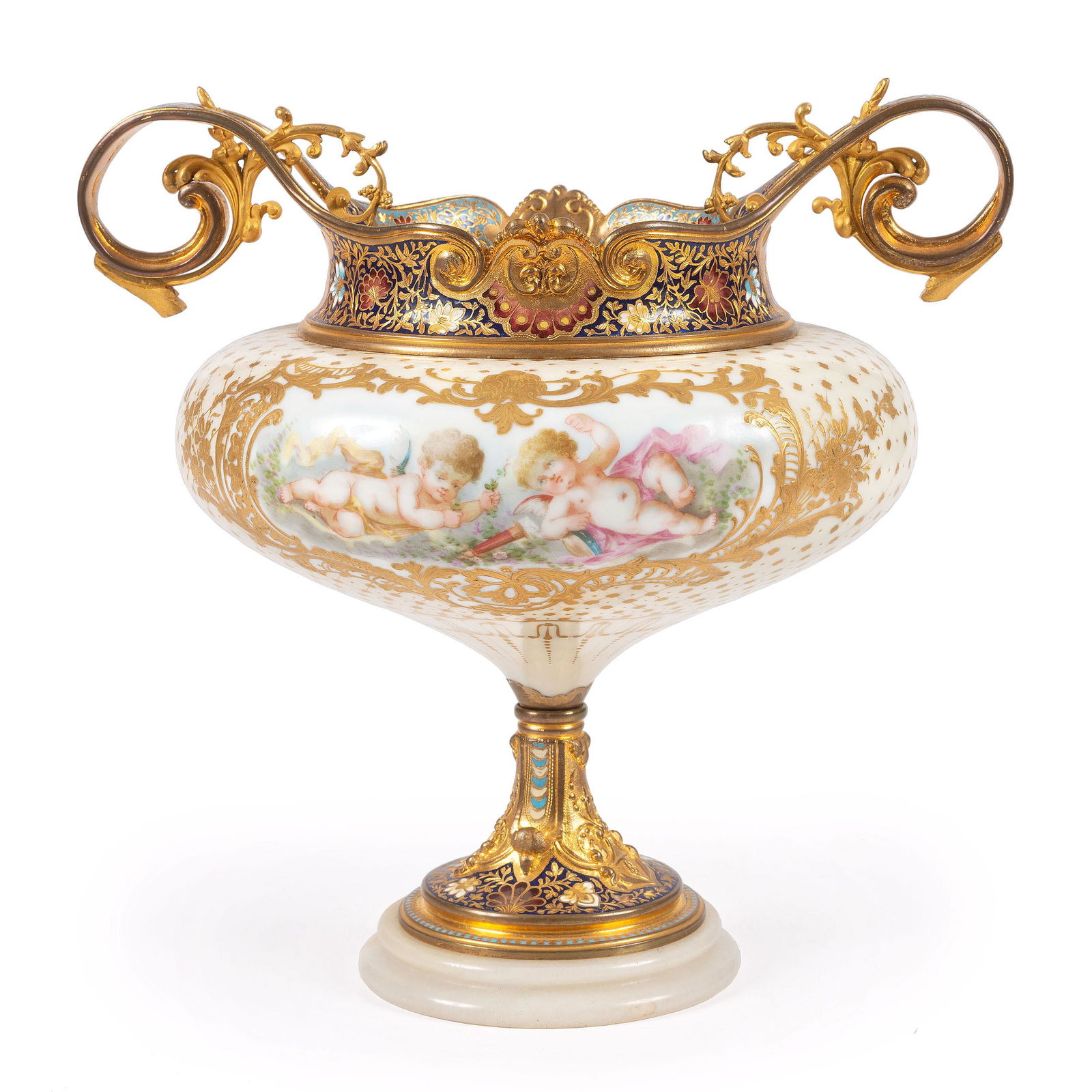 A French Porcelain and Champleve Enamel Urn (1 of 2)