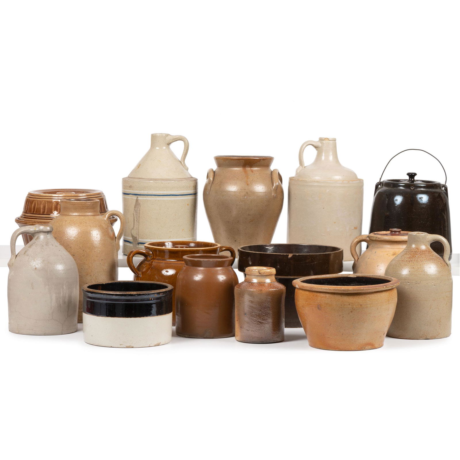 Fifteen Stoneware Bowls and Jars (1 of 2)