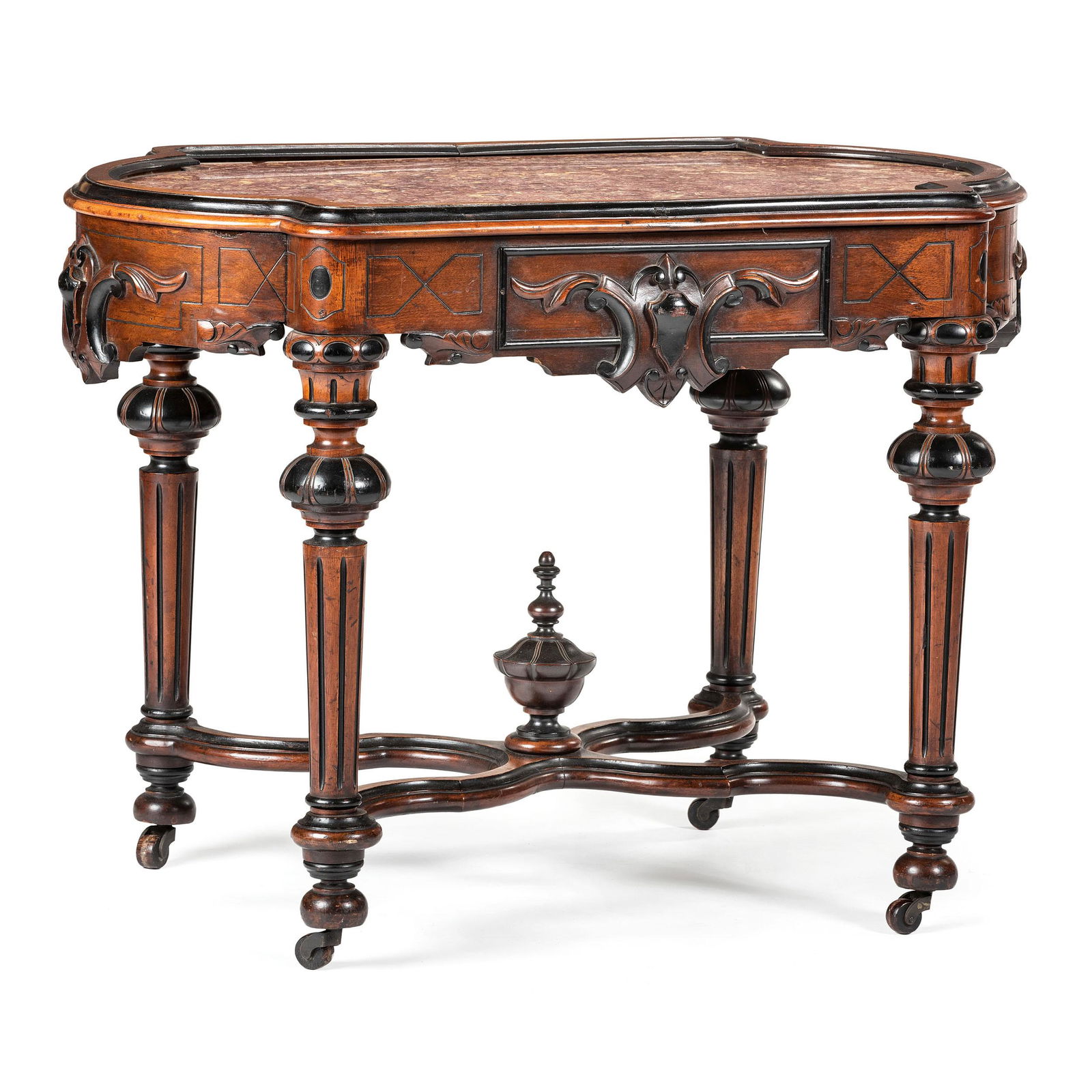 A Victorian Carved Walnut Marble-Top Table (1 of 2)