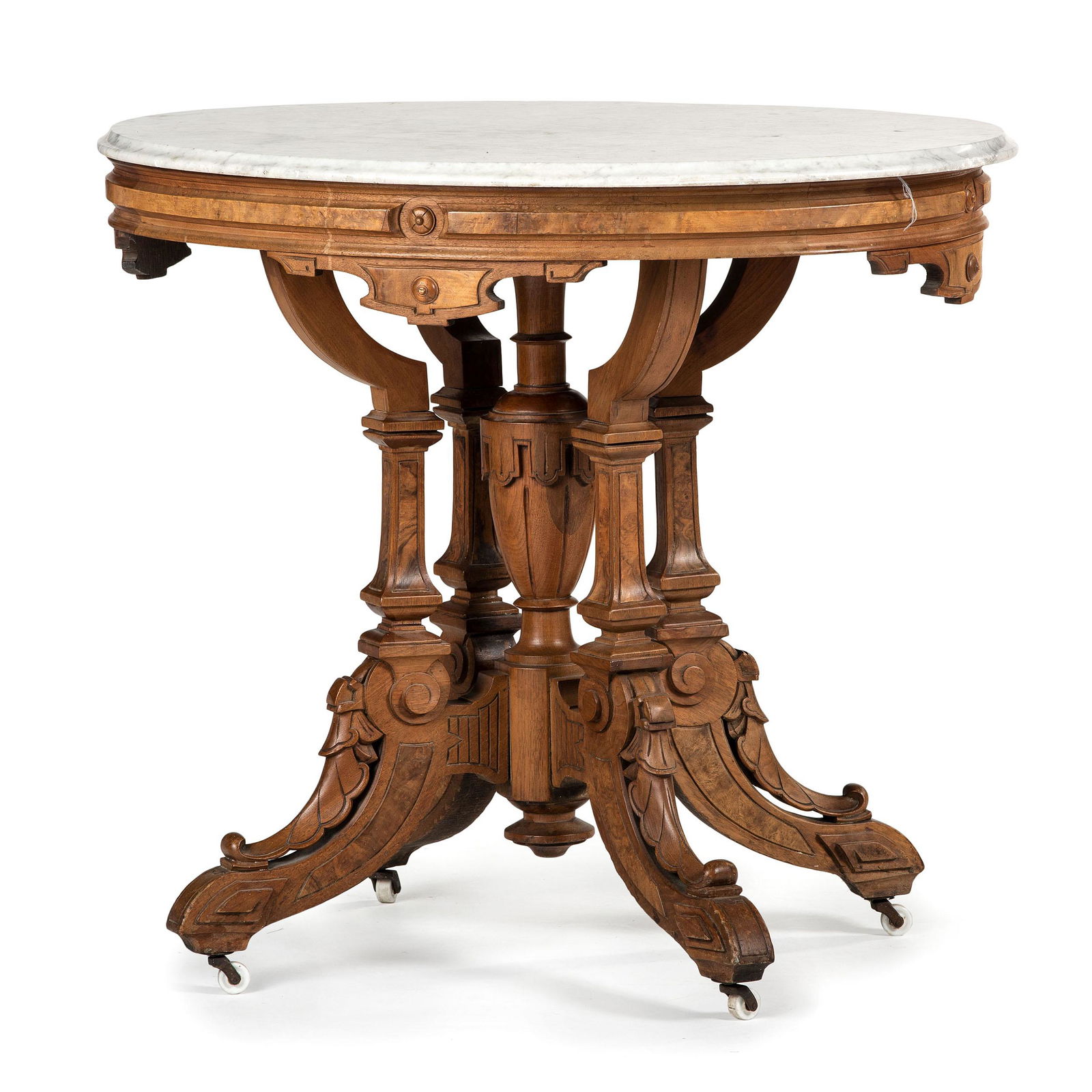 A Victorian Walnut Table with Marble Top (1 of 2)