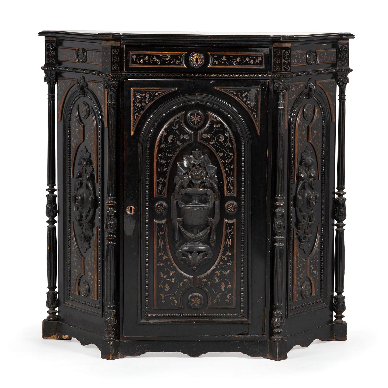 An Aesthetic Movement Parcel Gilt Ebonized Cabinet (1 of 3)