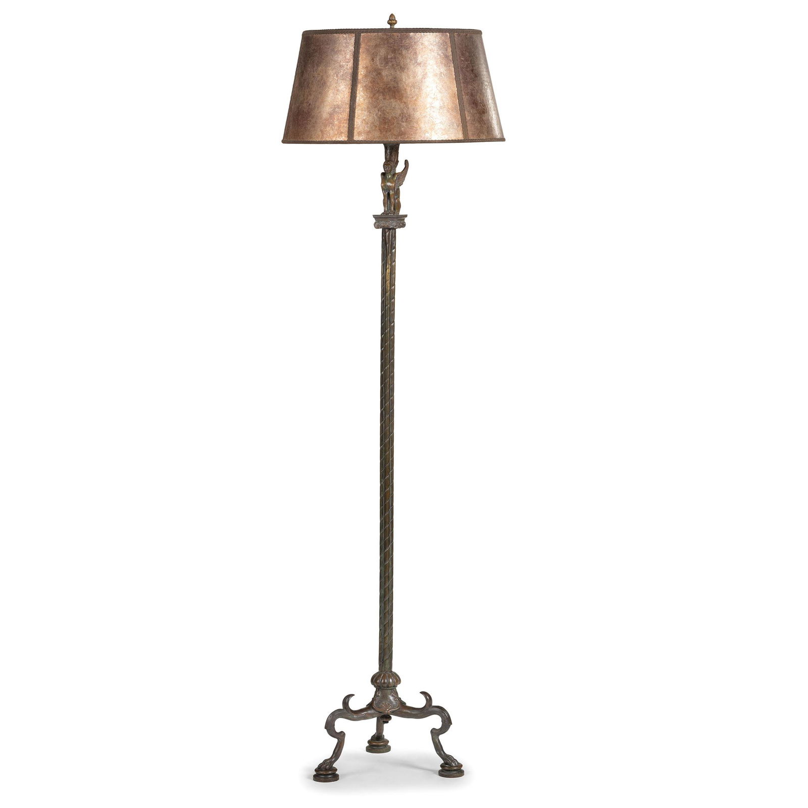 A Neoclassical Bronze Floor Lamp with a Mica Shade (1 of 3)