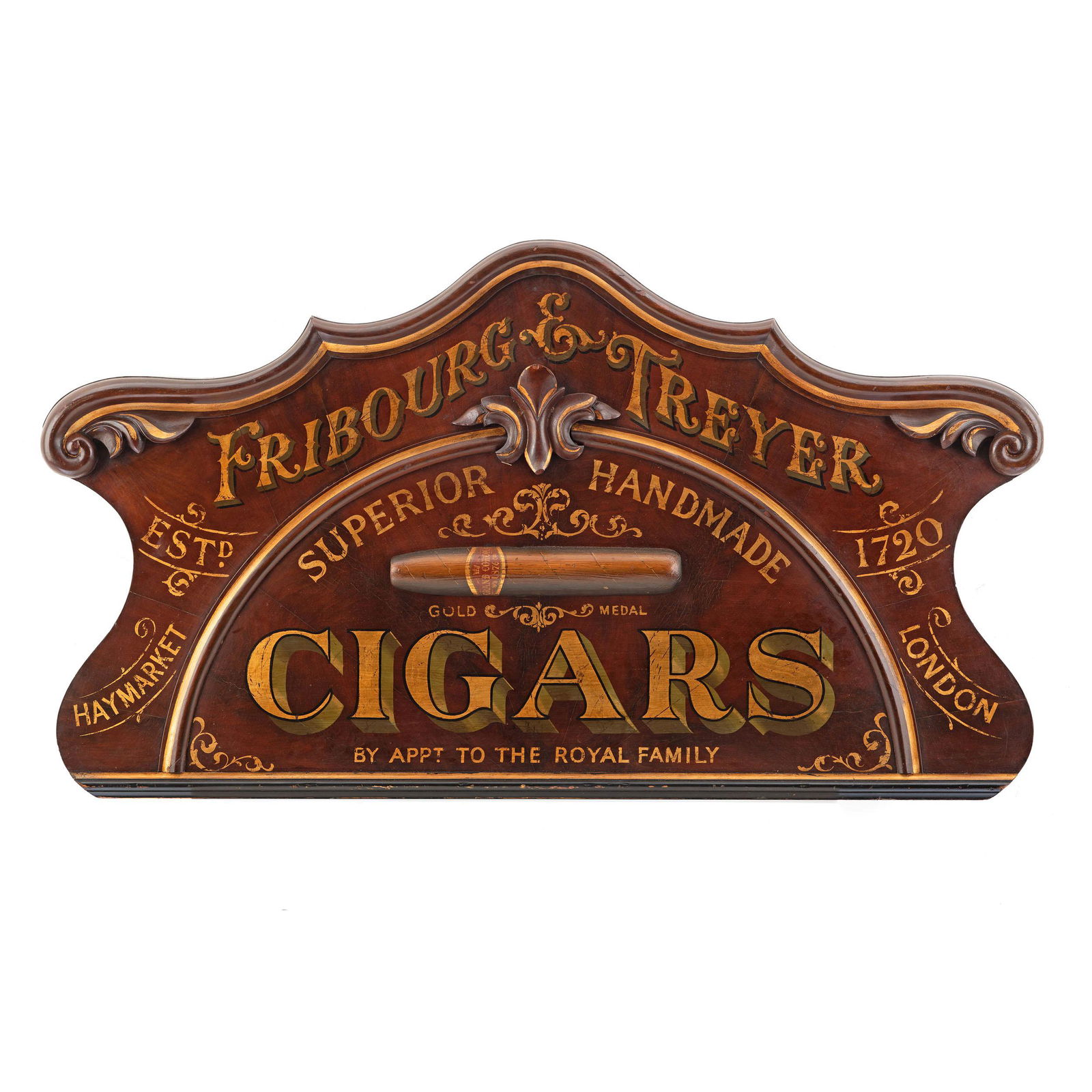 A Fribourg & Treyer Cigars Carved and Painted Walnut (1 of 2)