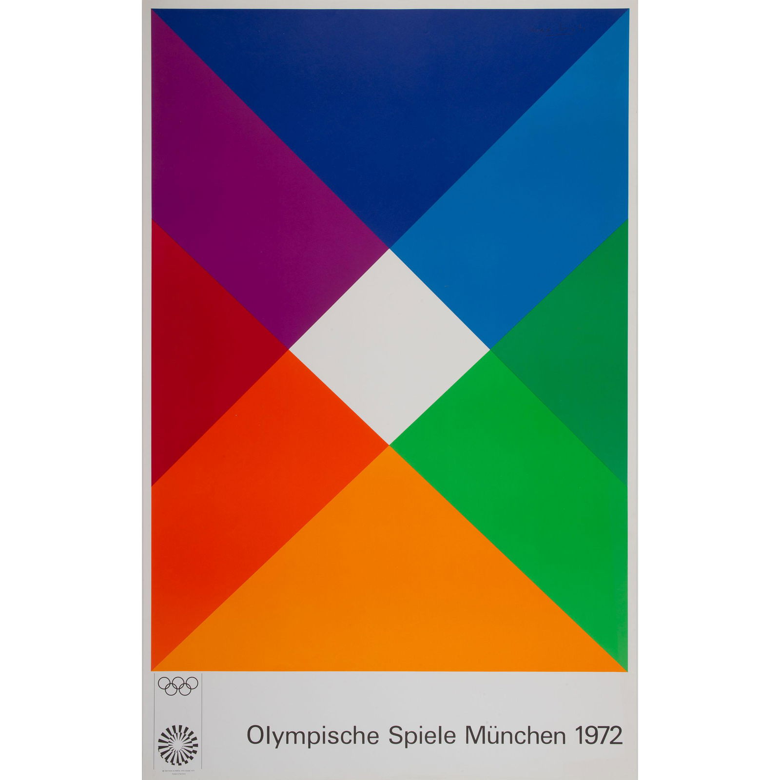 A Max Bill Poster for Olympische Spiele Munchen, 1972: A Max Bill Poster for Olympische Spiele Munchen, 1972 Off-set lithographic poster40 x 25 inches (101.6 x 63.5 cm). Property of a Midwestern Art Museum