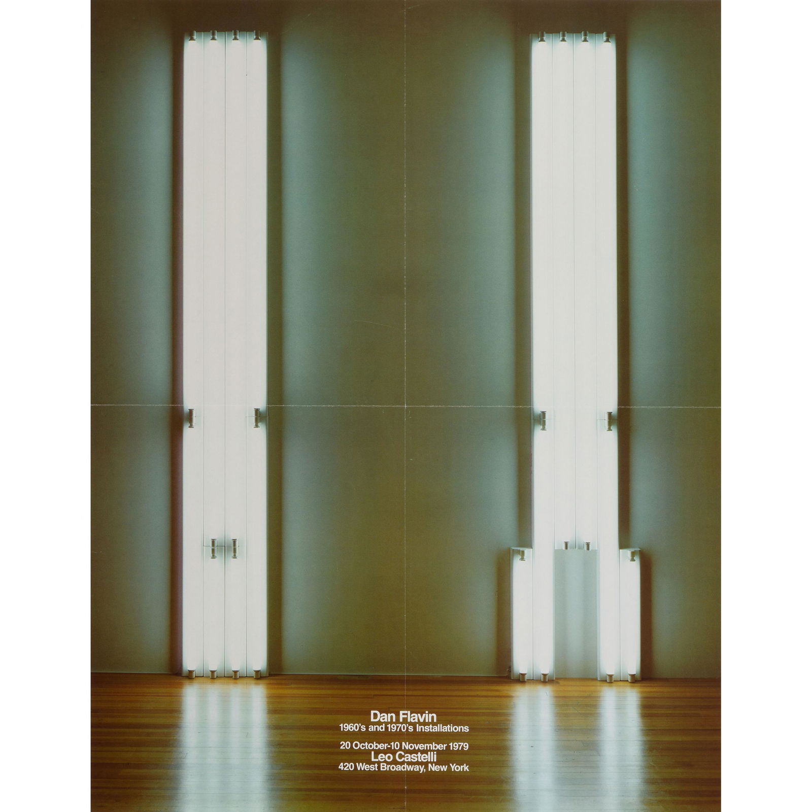 Four Exhibition Posters for American Artists at Leo: Four Exhibition Posters for American Artists at Leo Castelli includes four off-set lithographic posters by Frank Stella (Leo Castelli, 1982), Dan Flavin (1960's and 1970's Installations / 20 October -