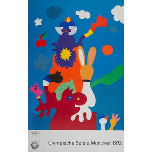 Four Exhibition Posters for the 1972 Munich Olympics: Four Exhibition Posters for the 1972 Munich Olympics includes four off-set lithographic posters by Jan Lenica, Otl Aicher, Joseph Albers and Otmar Alt. Largest 40 x 25 inches (101.6 x 63.5 cm). Smalle