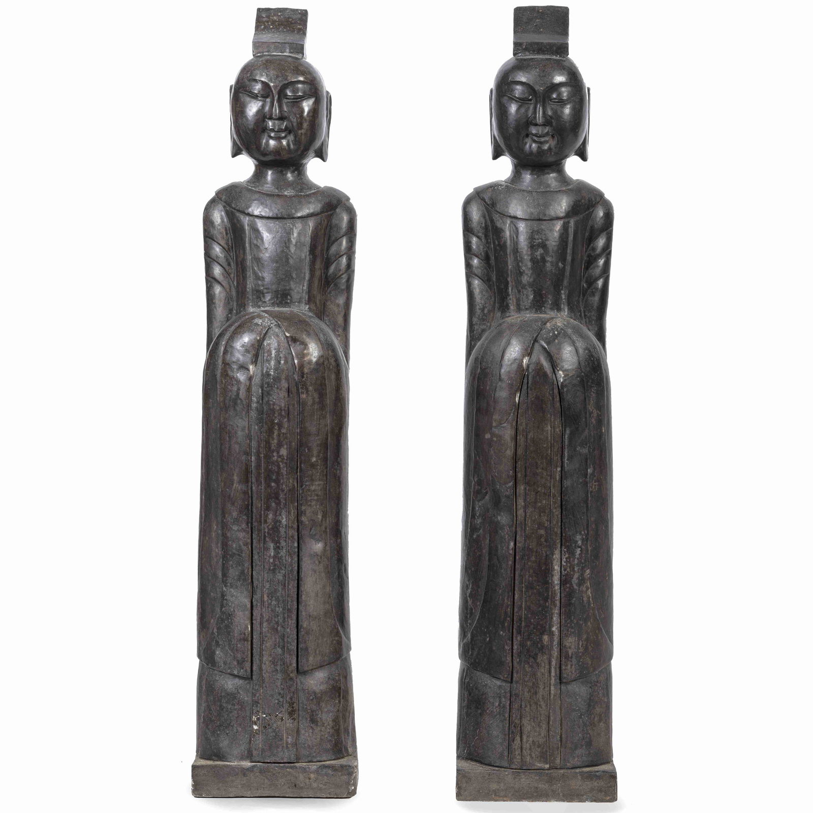 A Pair of Chinese Carved Marble Statues (1 of 1)