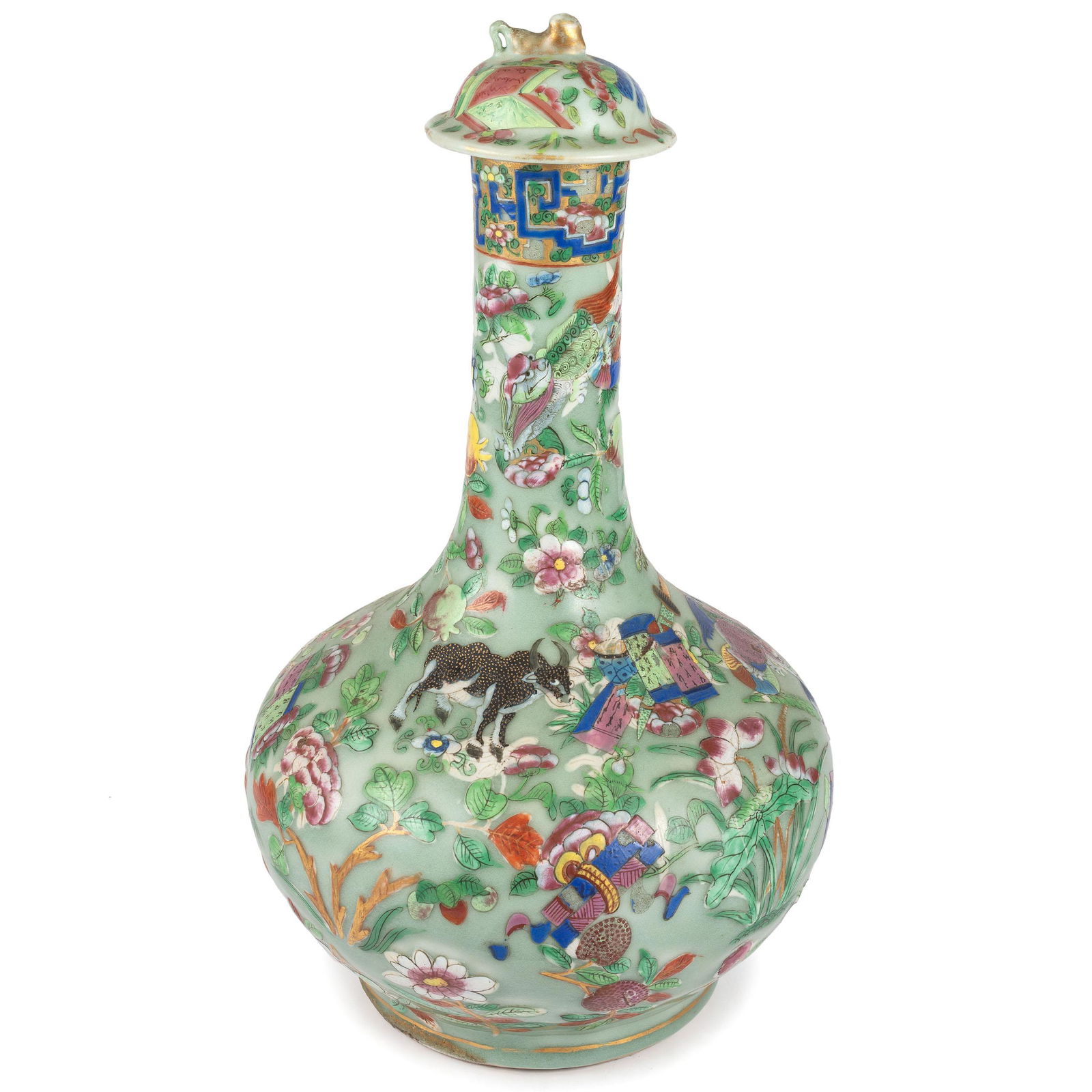 A Chinese Export Celadon Ground Famille Rose Covered (1 of 3)