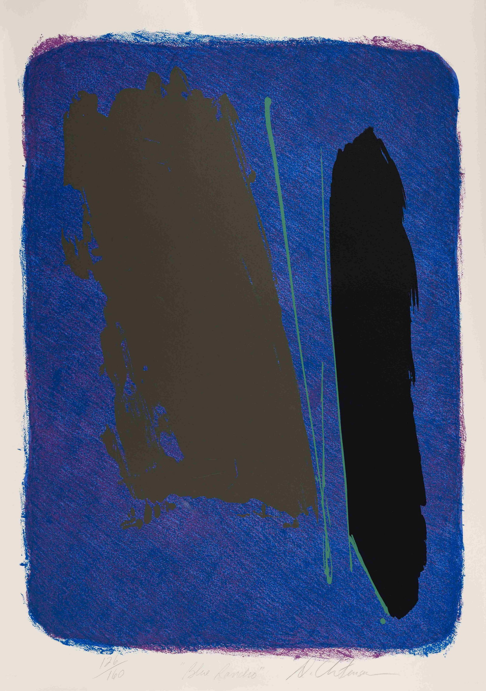 Dan Christensen (American, 1942-2007) Blue Rancho, 1981: Dan Christensen (American, 1942-2007) Blue Rancho, 1981 screenprint signed, titled, and numbered 126/160 in pencil 38 x 27 inches. Deaccessioned from the Boca Raton Museum of Art to benefit the Acquis