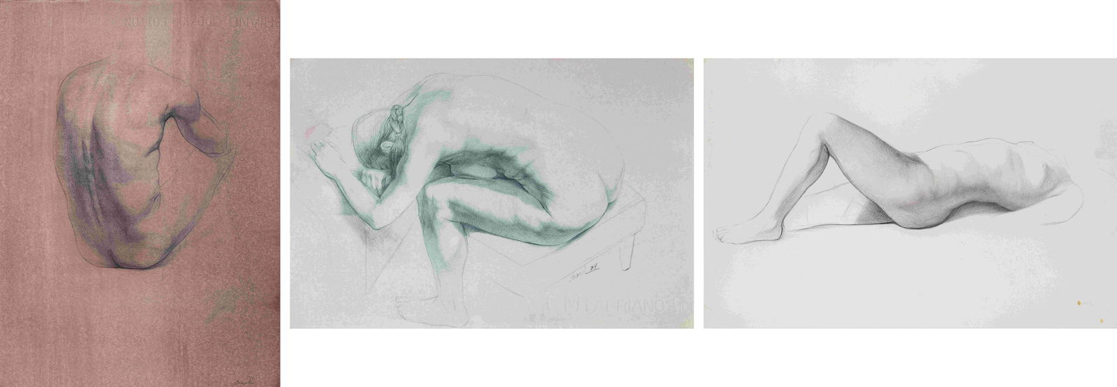 Steven Assael (American, b. 1957) Untitled (Three: Steven Assael (American, b. 1957) Untitled (Three Works), 1994-1996 ink and pencil on paper each signed Assael Largest: 13 1/2 x 10 inches. Provenance: Patti Gilford fine Arts, Chicago