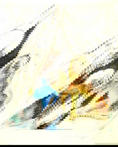 MARGUERITE ZORACH (american 1887-1968) OLD MAN, CH: MARGUERITE ZORACH (american 1887-1968) OLD MAN, CHILD, & CAT 1931, pencil signed, dated, and numbered 1/30 in the margin. Lithograph with hand-coloring. 17 x 12 7/8 in. Sheet size: 19 11/16 x 15 3/8 i