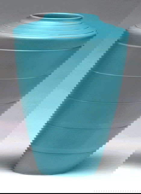 Keith Murray blue shoulder vase, ,: Keith Murray blue shoulder vase H:11 "