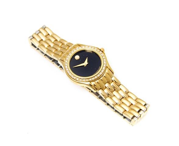 A Gold Plated Stainless Steel and Diamond Wristwatch 