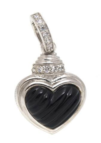 A Sterling Silver, Black Onyx and Cubic Zirconia Pendan: A Sterling Silver, Black Onyx and Cubic Zirconia Pendant, Judith Ripka. Stamp: Judith Ripka 925 CZ Thailand.