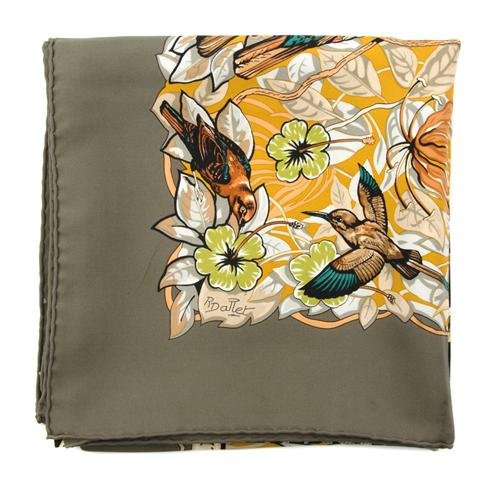 An Hermes Silk Scarf, 35 x 35 inches.: An Hermes Silk Scarf, in a 'Jungle Love' motif. Labeled: Hermes. 35 x 35 inches.