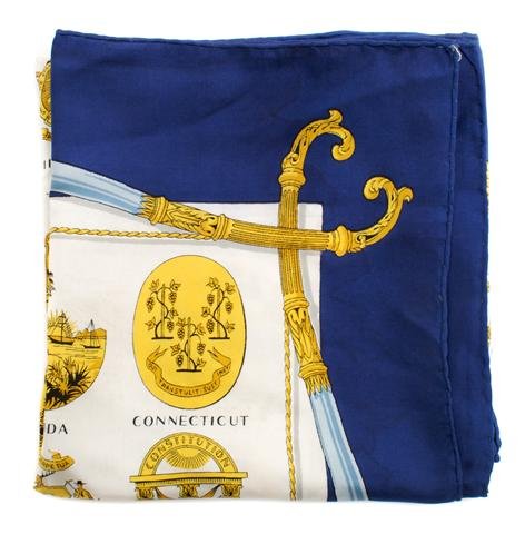An Hermes Silk Scarf, 30 x 30 inches.: An Hermes Silk Scarf, in a Arms of the United States motif. Labeled: Herm?s/Marshall Field and Company. 30 x 30 inches. Property from the Estate of Norma Seidman, Lincolnwood, Illinois