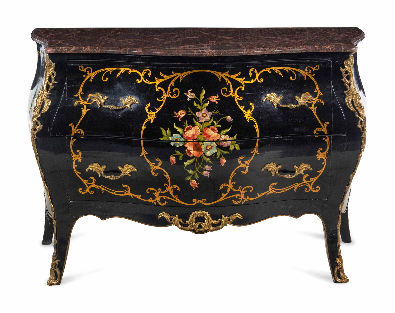 A Louis XV Style Gilt Metal Mounted Painted Marble-Top (1 of 6)