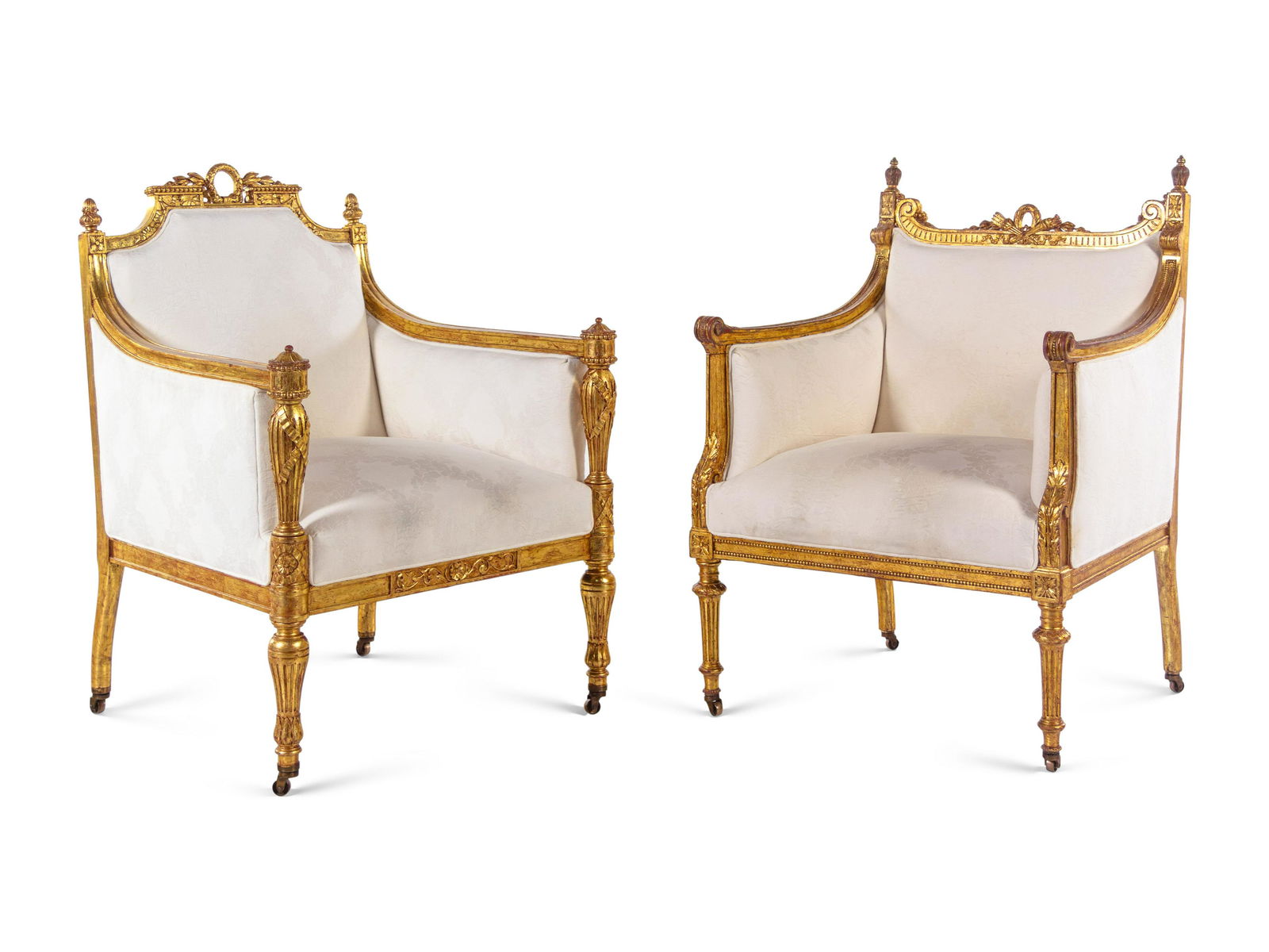 Two Louis XVI Style Carved Giltwood Bergeres (1 of 6)