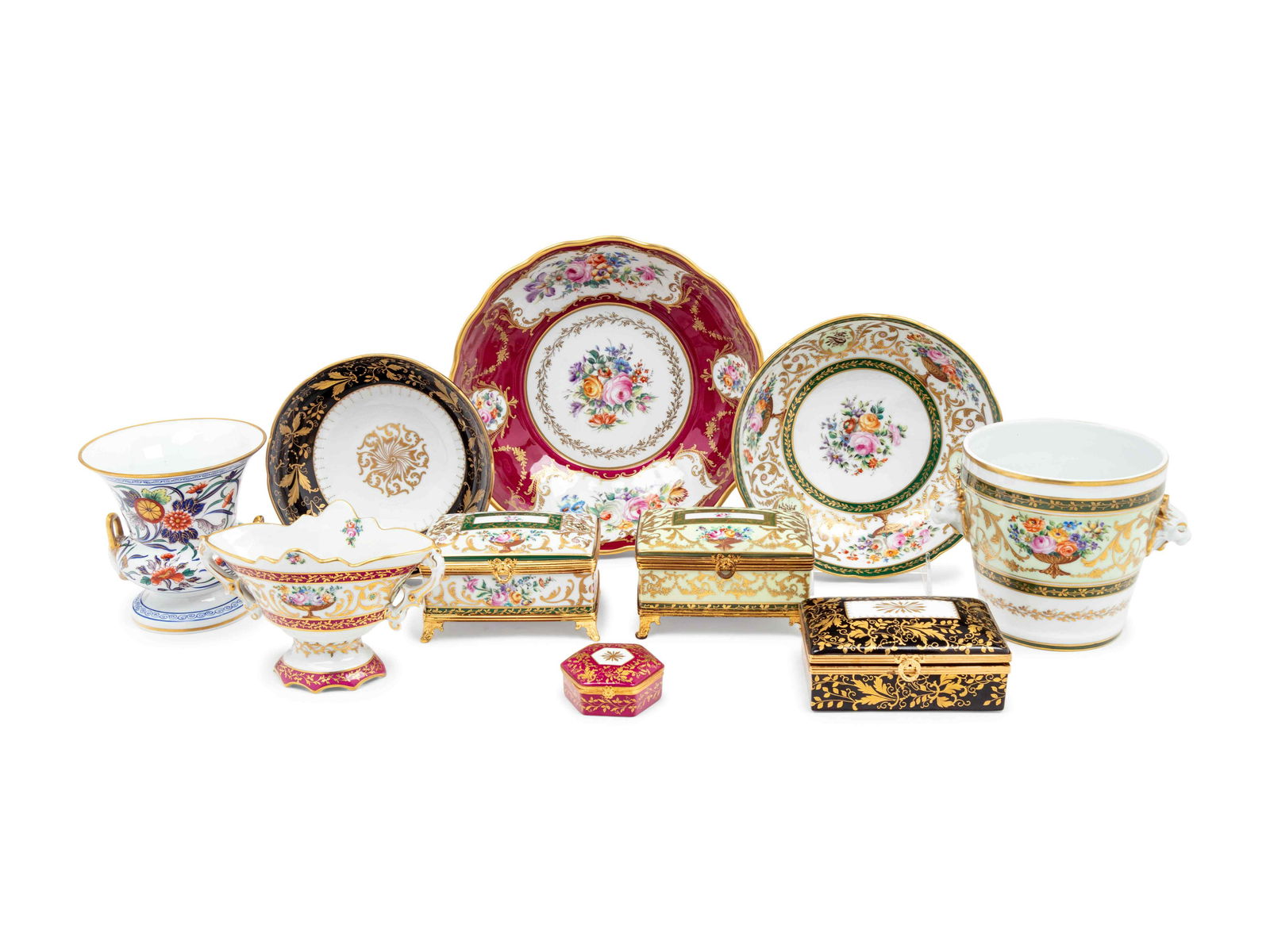 Ten French Painted and Parcel Gilt Porcelain Articles (1 of 3)
