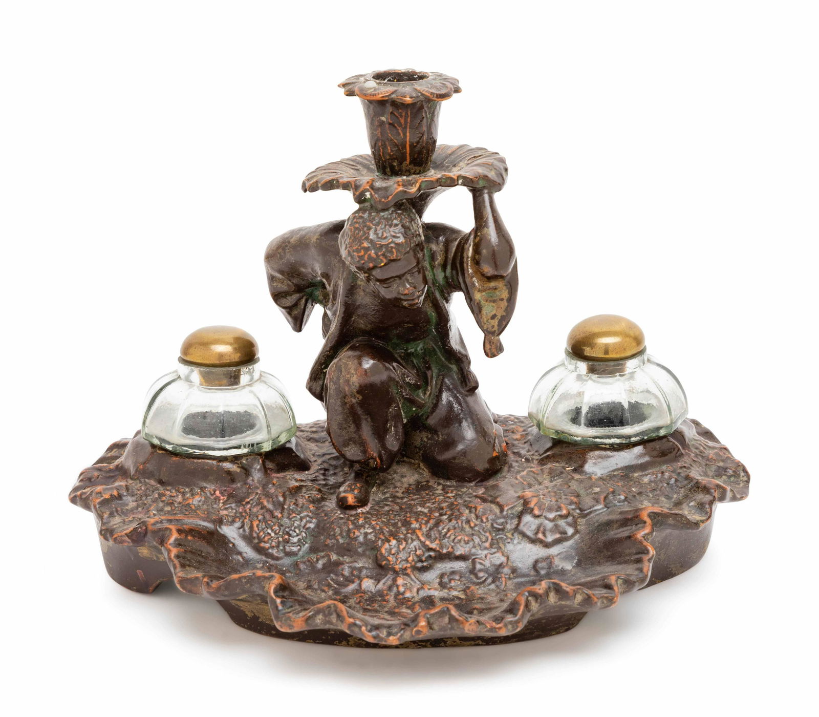 A Glazed Terra Cotta Figural Inkwell (1 of 1)