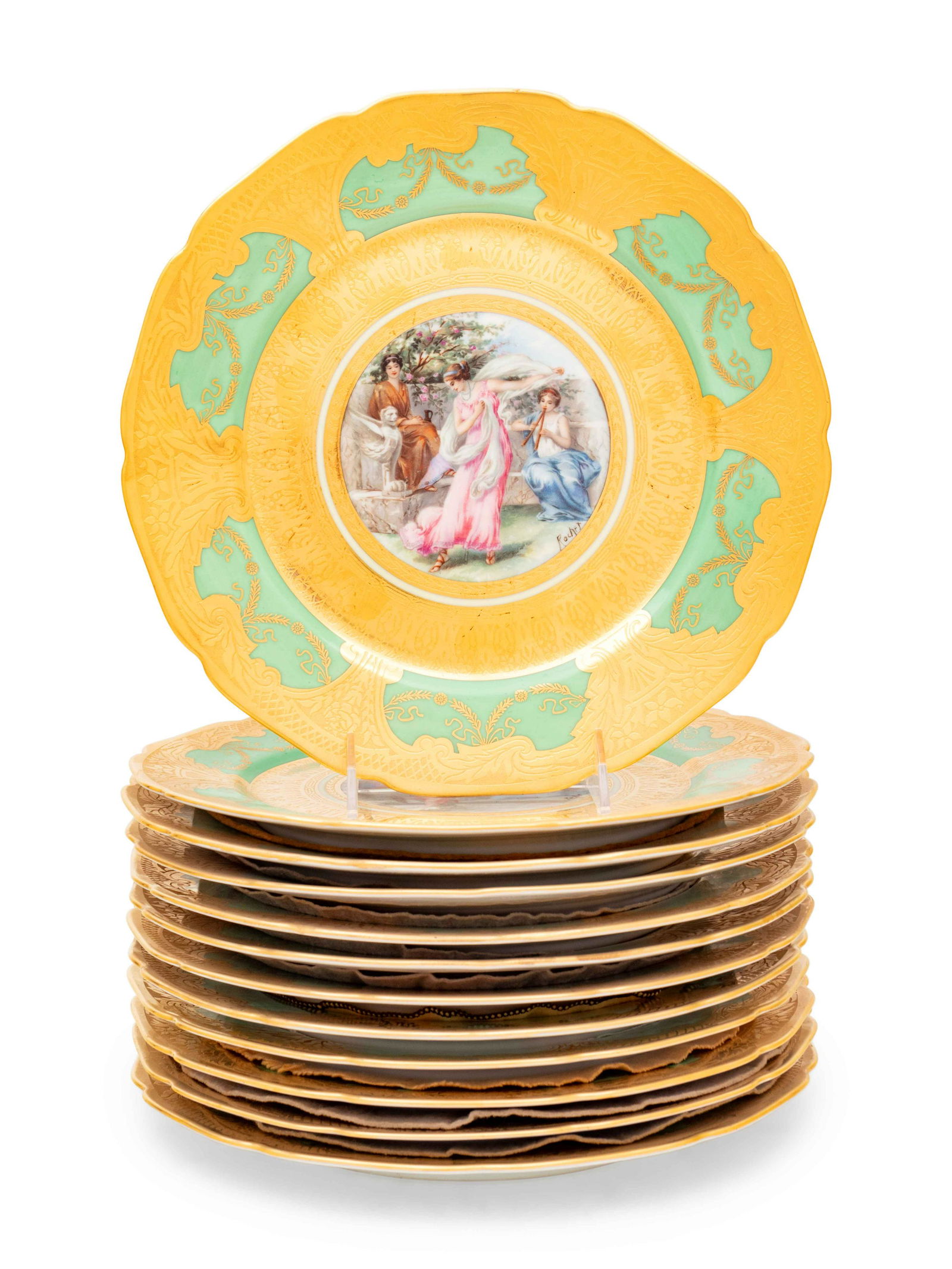 A Set of Twelve Bohemian Porcelain Dinner Plates (1 of 2)