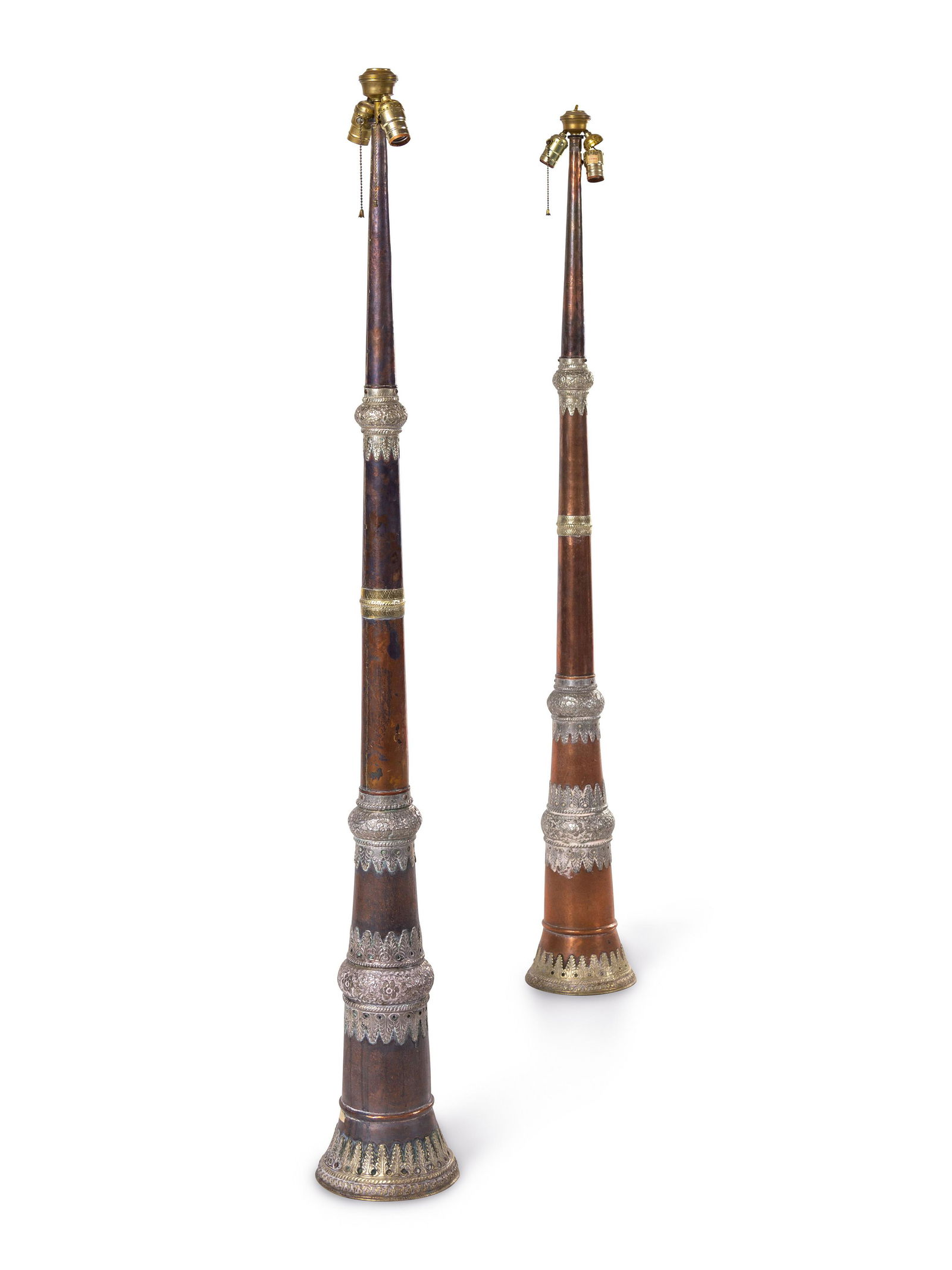 A Pair of Silver and Copper Mounted Floor Lamps (1 of 2)